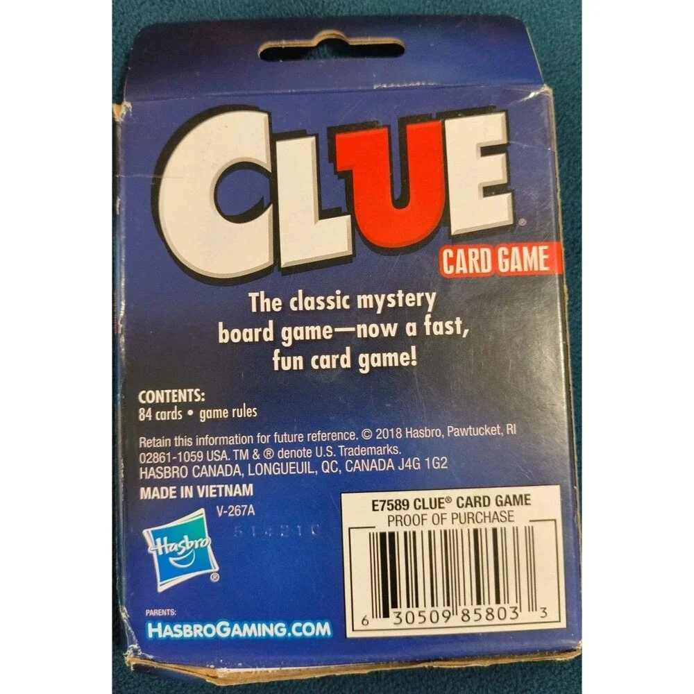 2018 Clue Mystery Detective Card Game New In Damaged Box